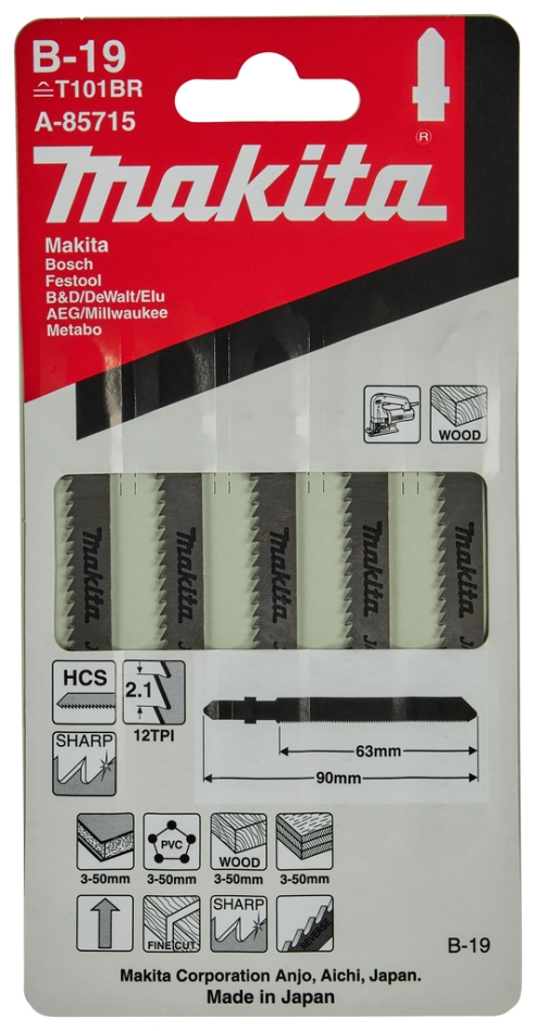 Makita Zubehör A-85715 Stichsägeblatt B19 5 Stück