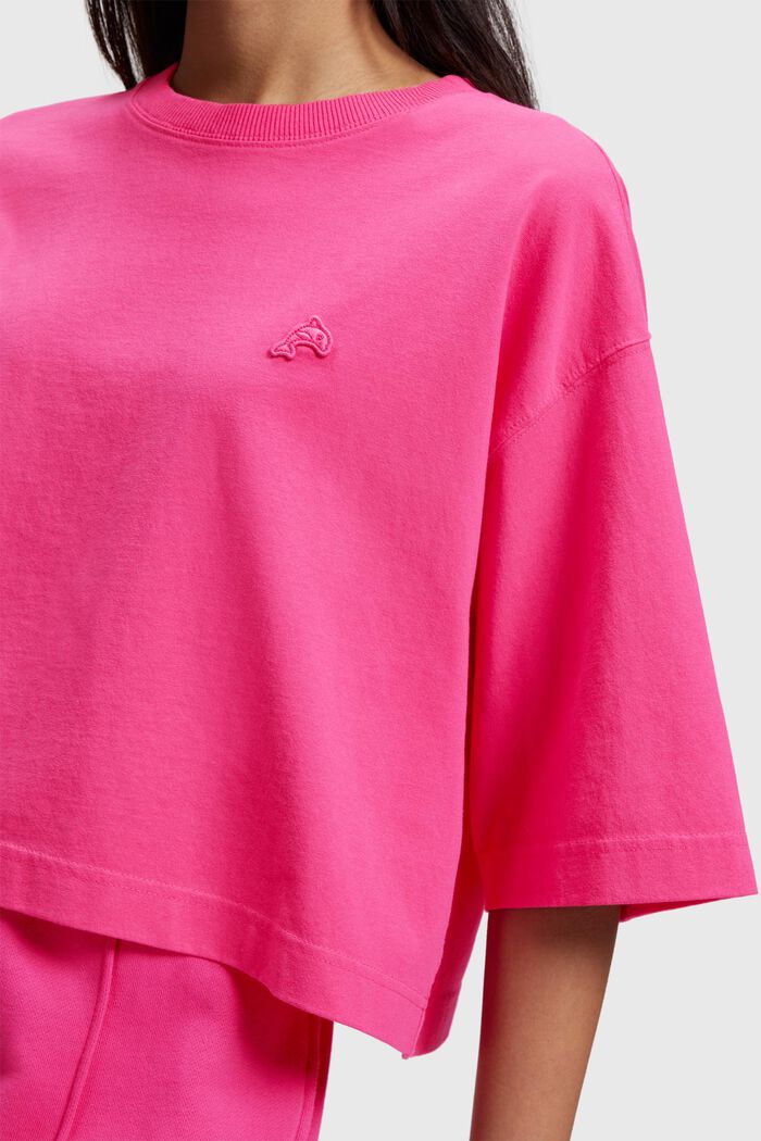 Cropped T-Shirt mit Delfin-Patch