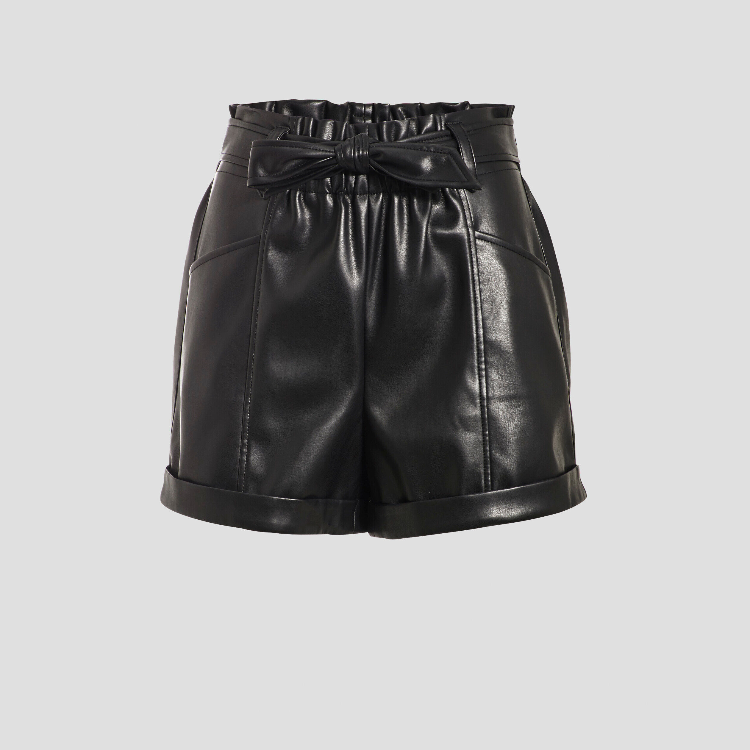 Short paperbag similicuir noir femme | Cache Cache