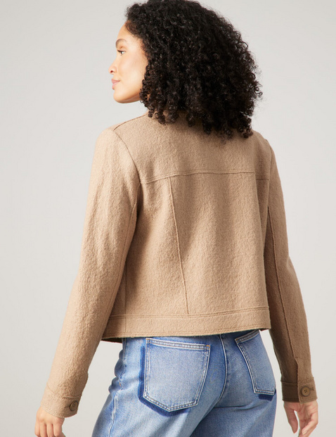 Kastige Blazerjacke in Bouclé-Optik
