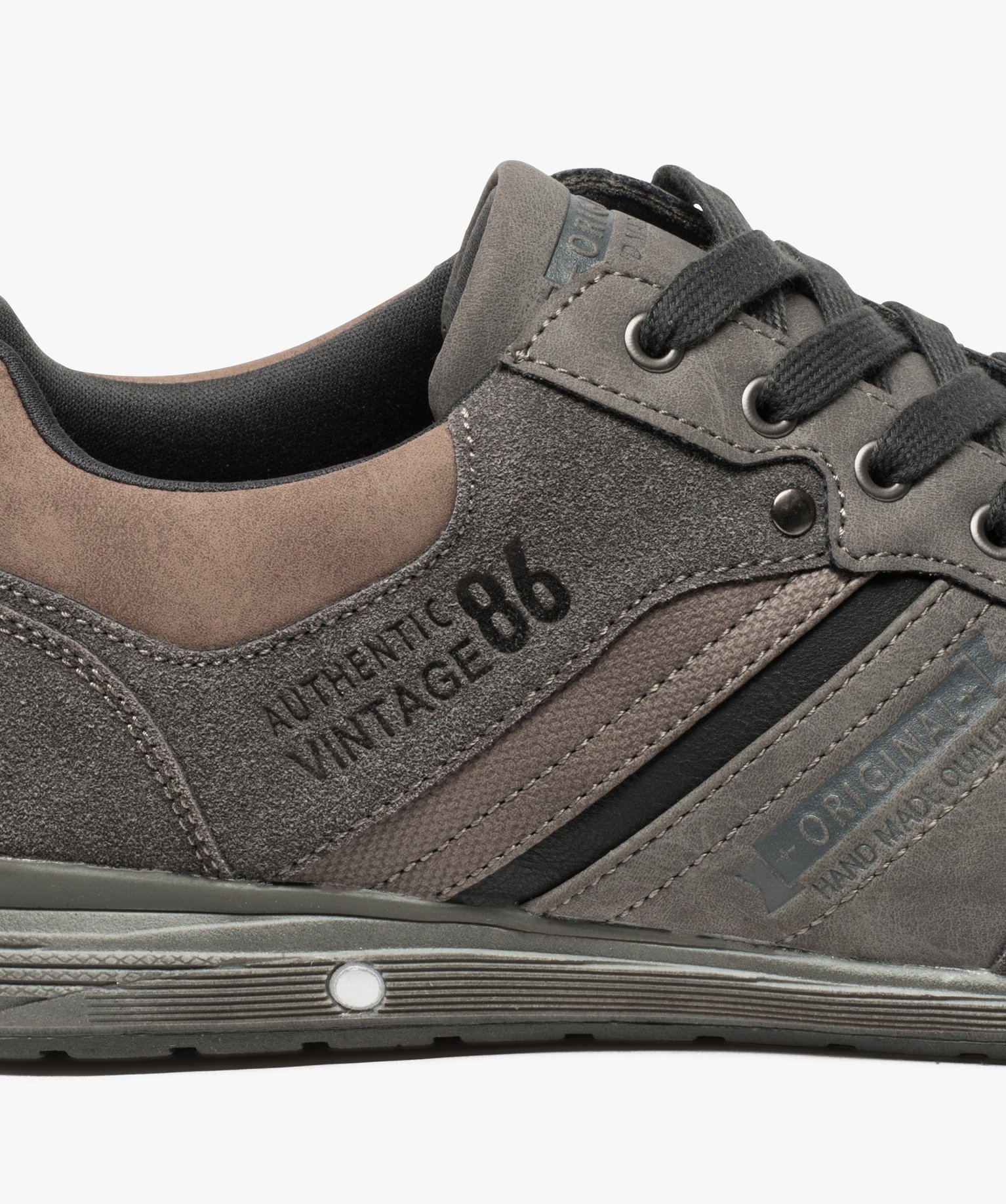 Baskets homme baskets de ville multimatières avec surpiqres gris | GEMO