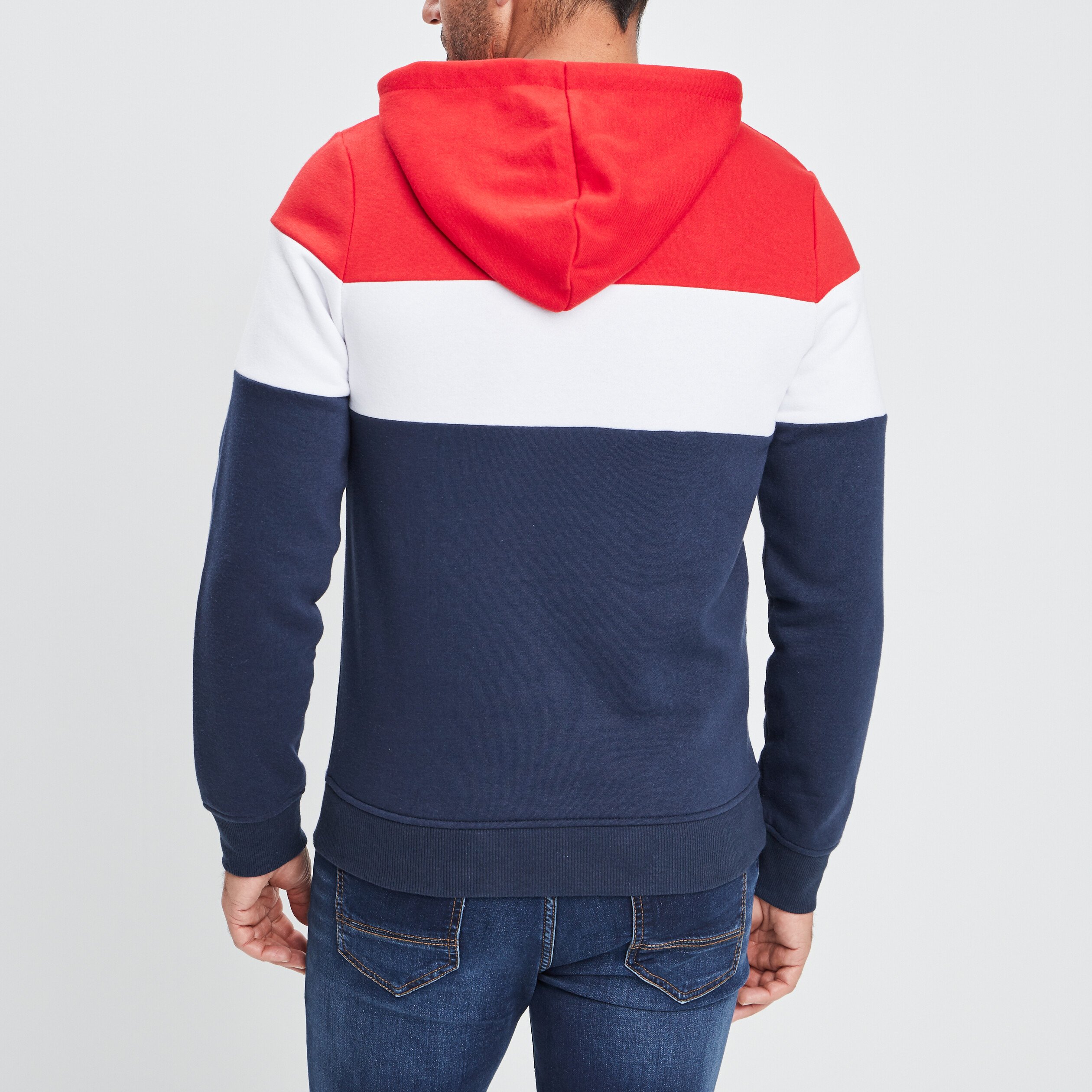 Sweat tricolor à capuche hoodie Creeks rouge homme | La Halle