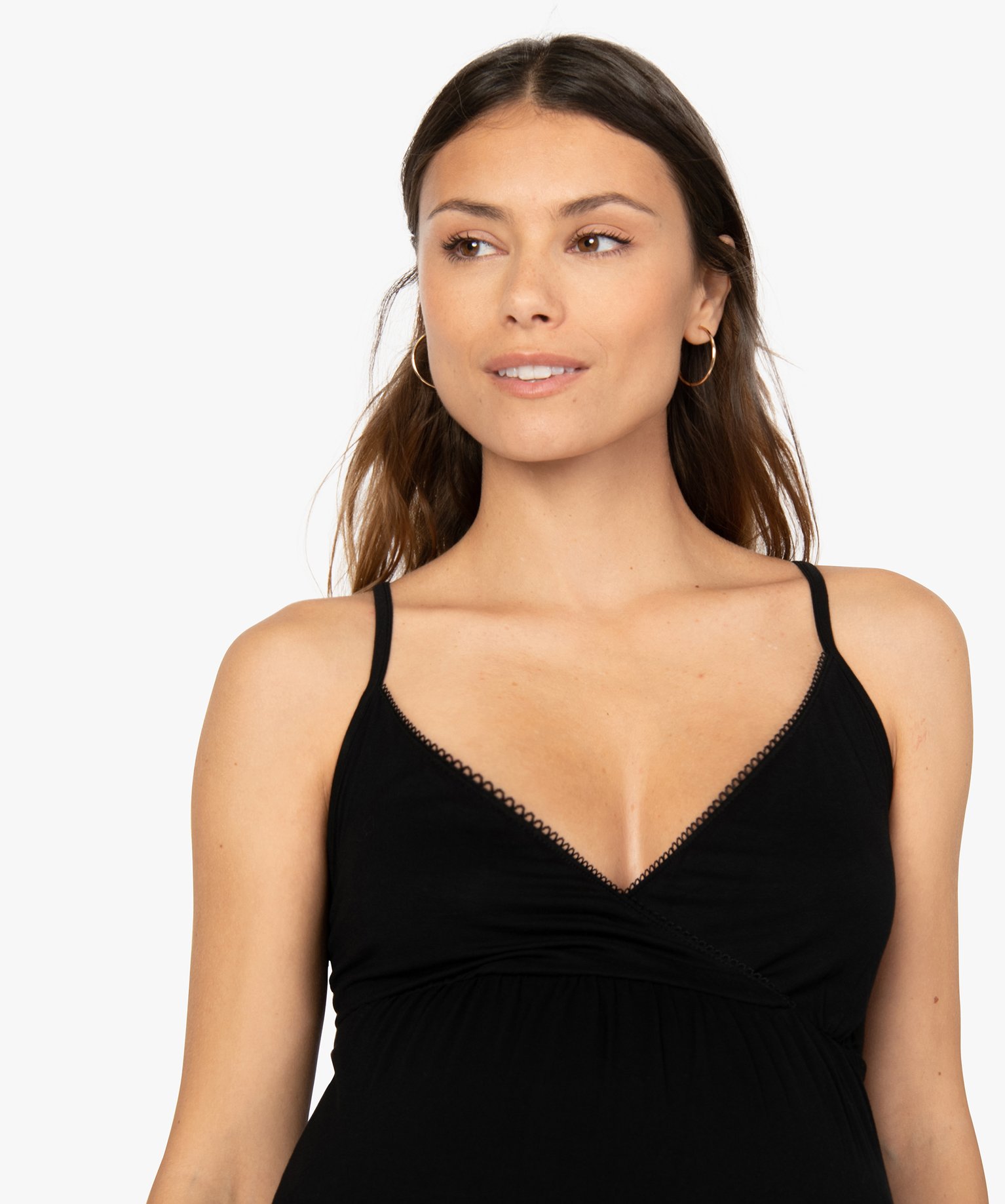 Nuisette de grossesse à taille empire et fines bretelles noir | GEMO