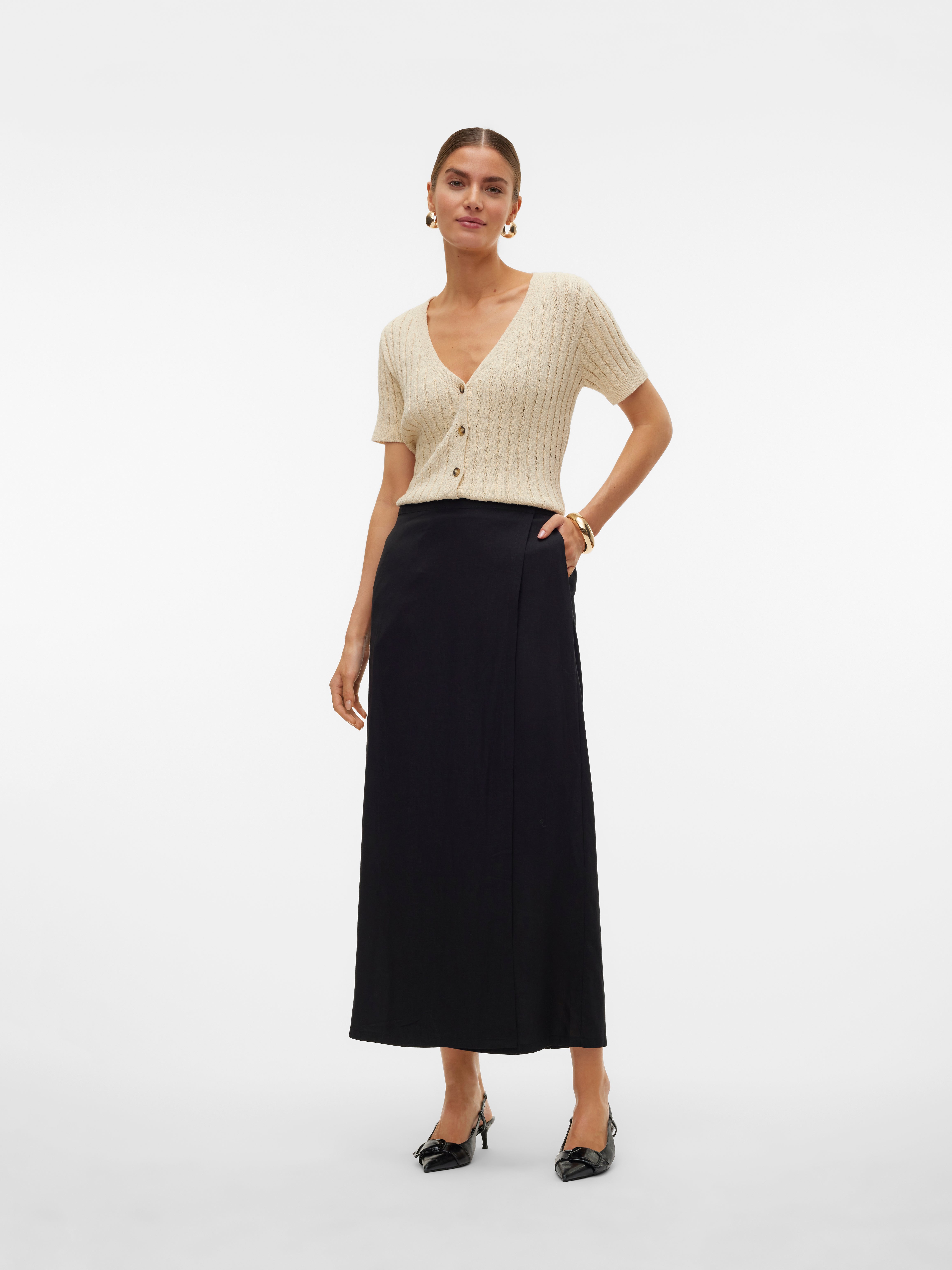 VMINAYAH Hohe Taille Langer Rock