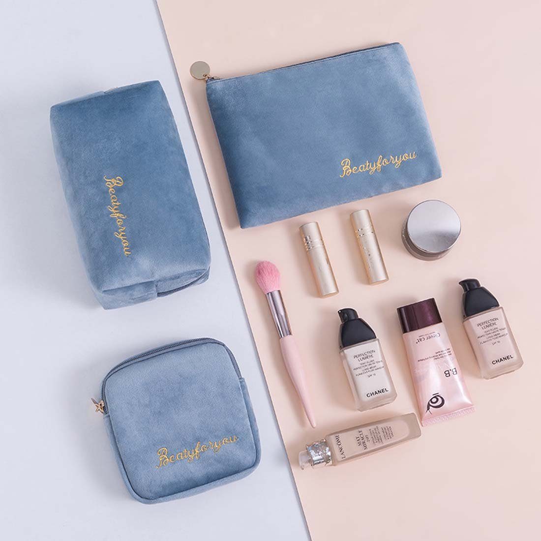 FIDDY Aufbewahrungstasche Tragbare Make-up-Aufbewahrungstasche für Damen (vierteiliges Set aus tragbaren Aufbewahrungstaschen mit großem Fassungsvermögen, 4-tlg)