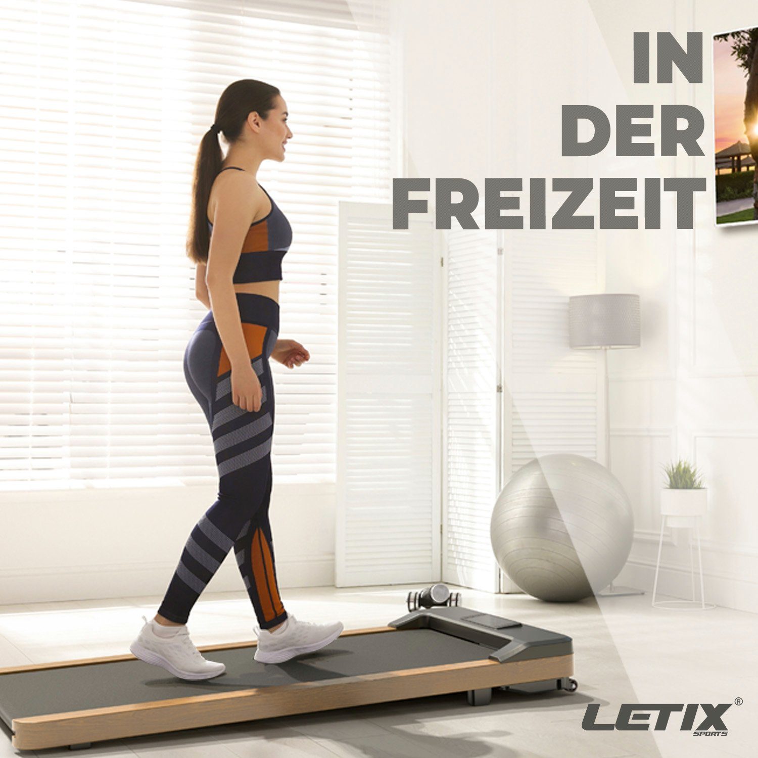 Letix Sports Laufband DeskWalk Motorisiertes Fitnessgerät (mit LCD-Display, Schreibtisch Heimtrainer Elektrisch für zu Hause und Büro)