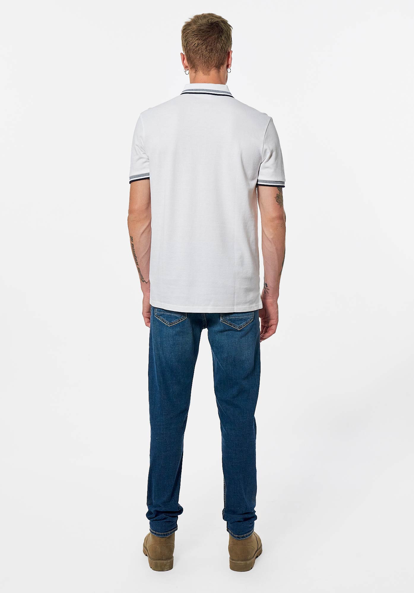 RAYOC  Polo blanc Homme en 100% coton bio