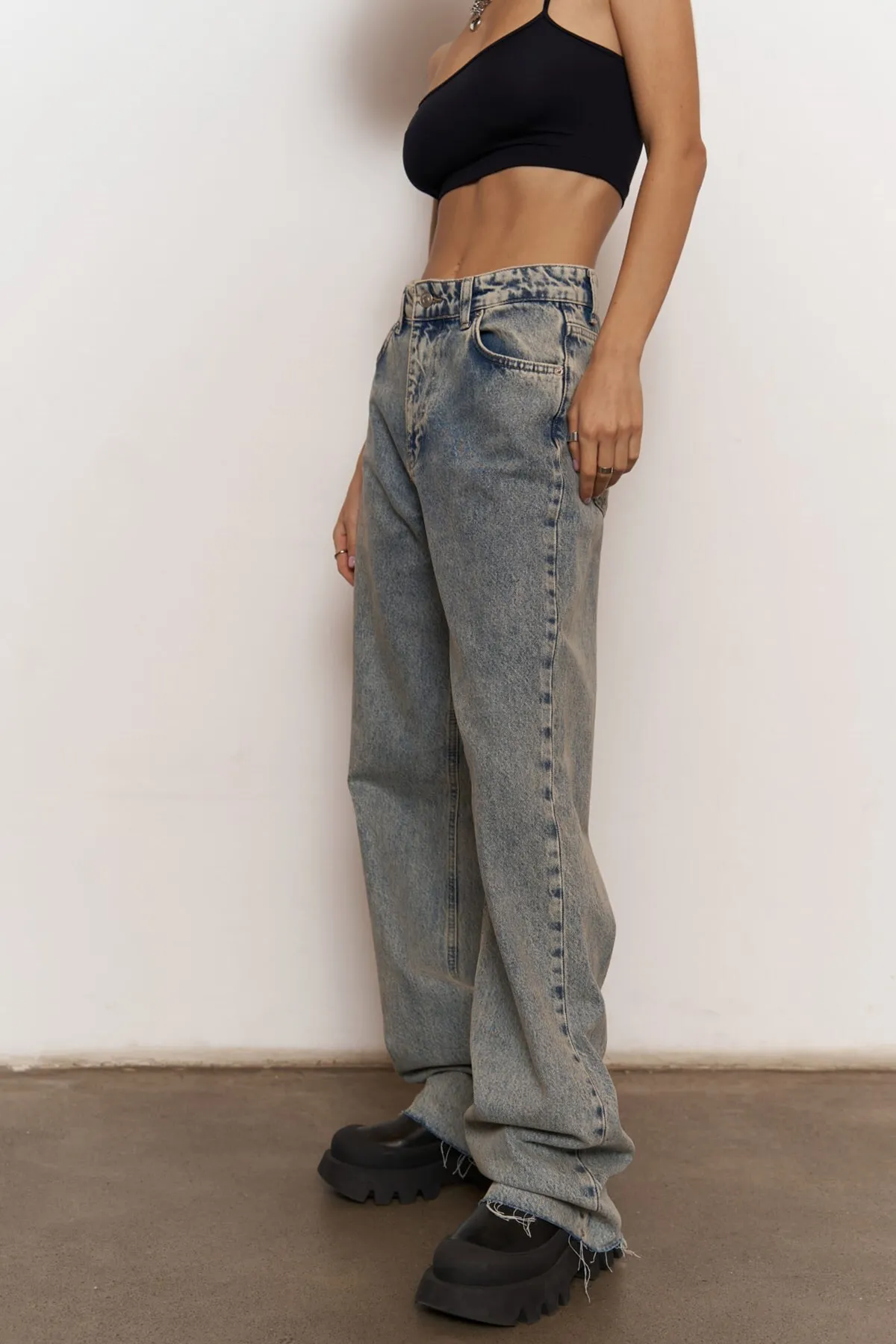 MAİ COLLECTİON  Marla Basic Dirty Green Jeanshose