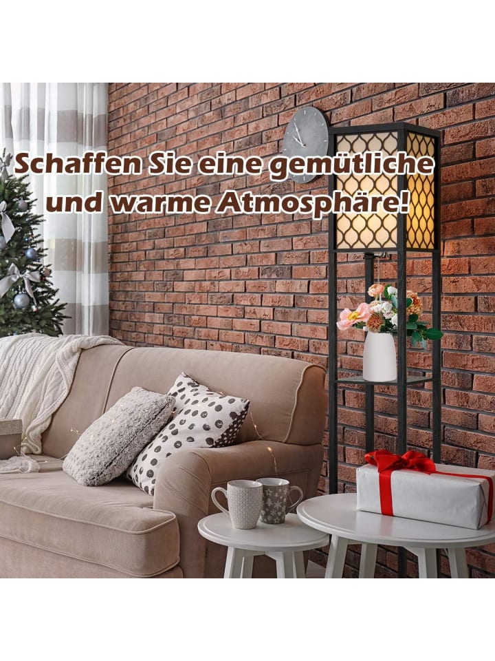 COSTWAY Bodenlampe mit Regal in Schwarz günstig kaufen 160 cm