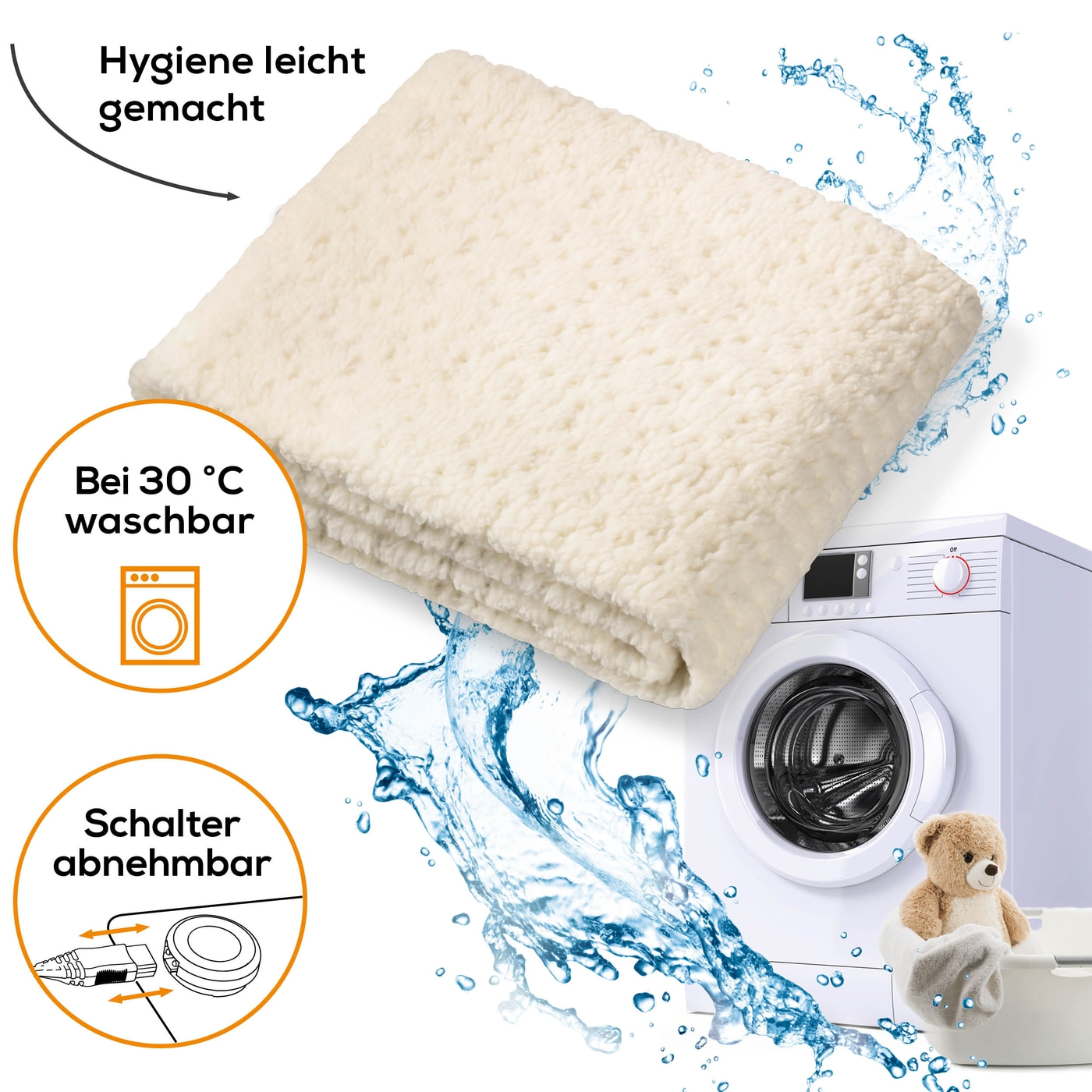 Beurer Wärmeunterbett UB 53 Teddy Single-Extra kuscheliges Wärmeunterbett mit 4 Temperaturstufen & Rückschaltautomatik - 150 x 80 cm