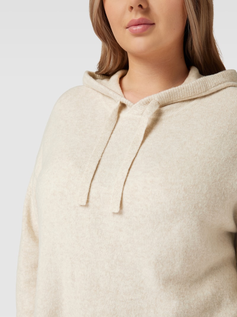 PLUS SIZE Hoodie in Strick-Optik in sand meliert