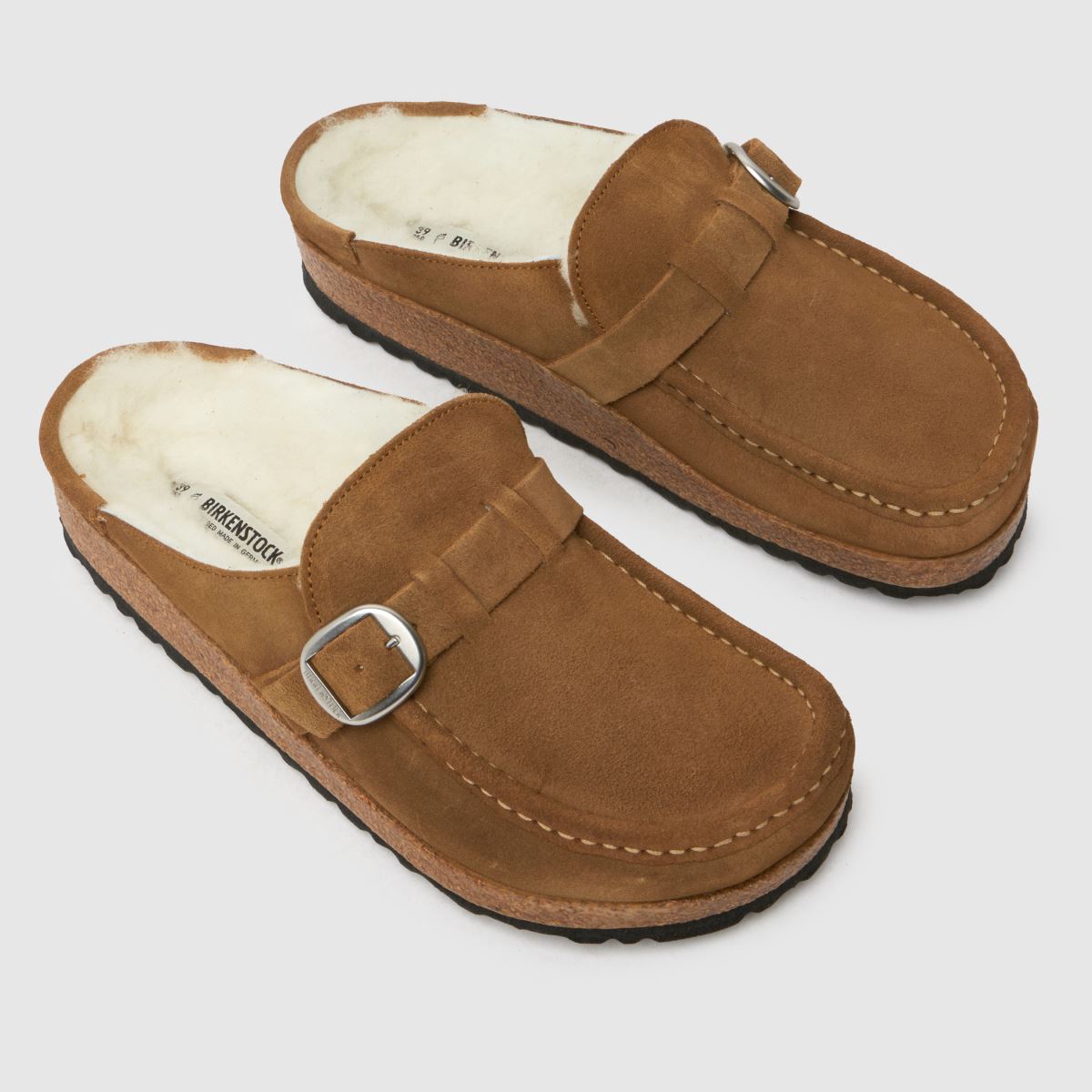 Sandali iz ovčje kože BIRKENSTOCK buckley v rjavi barvi