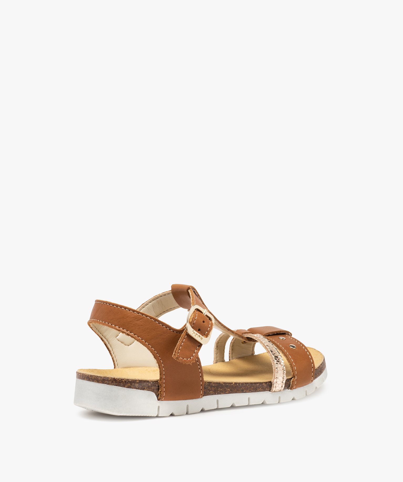 Sandales fille dessus cuir à semelle crantée - Bopy camel | GEMO