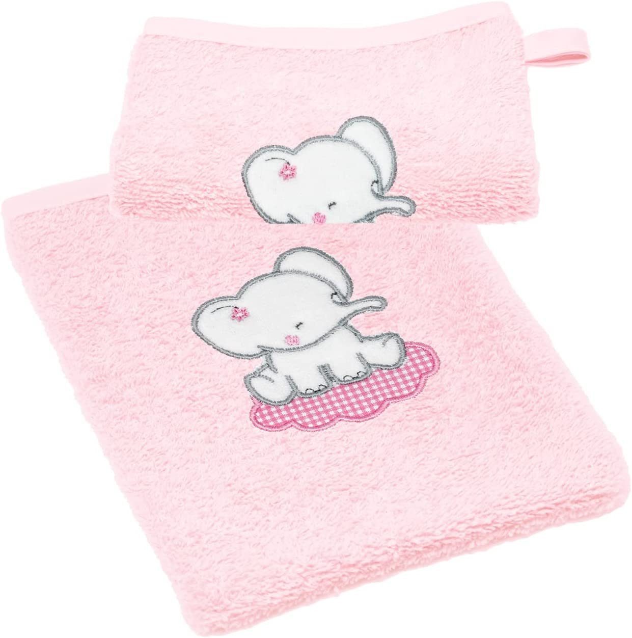 Lashuma Waschhandschuh (2-tlg), rosa Waschlappen für Mädchen 15x21 cm