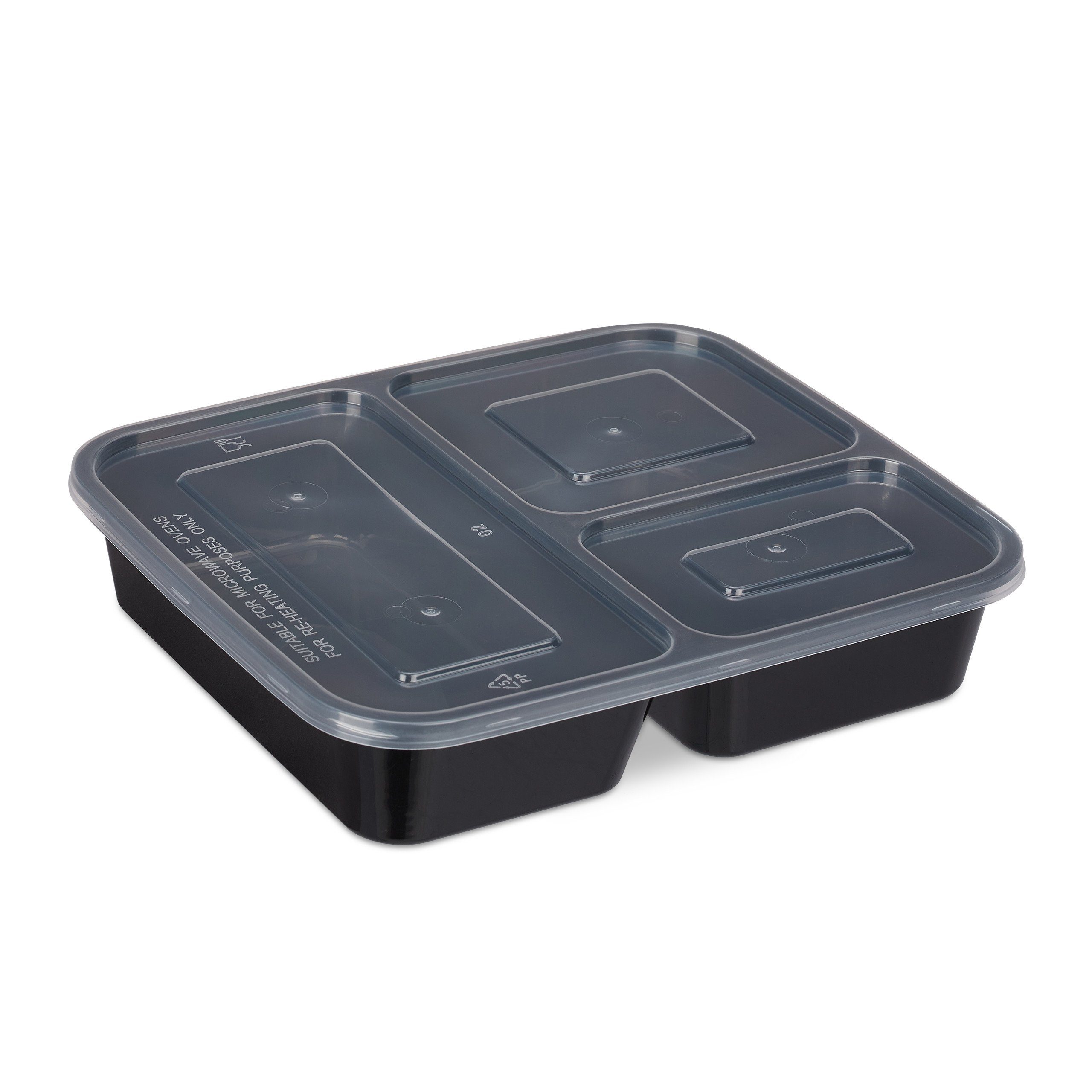 relaxdays Lunchbox 10er Set Meal Prep Boxen 3 Fächer, Kunststoff