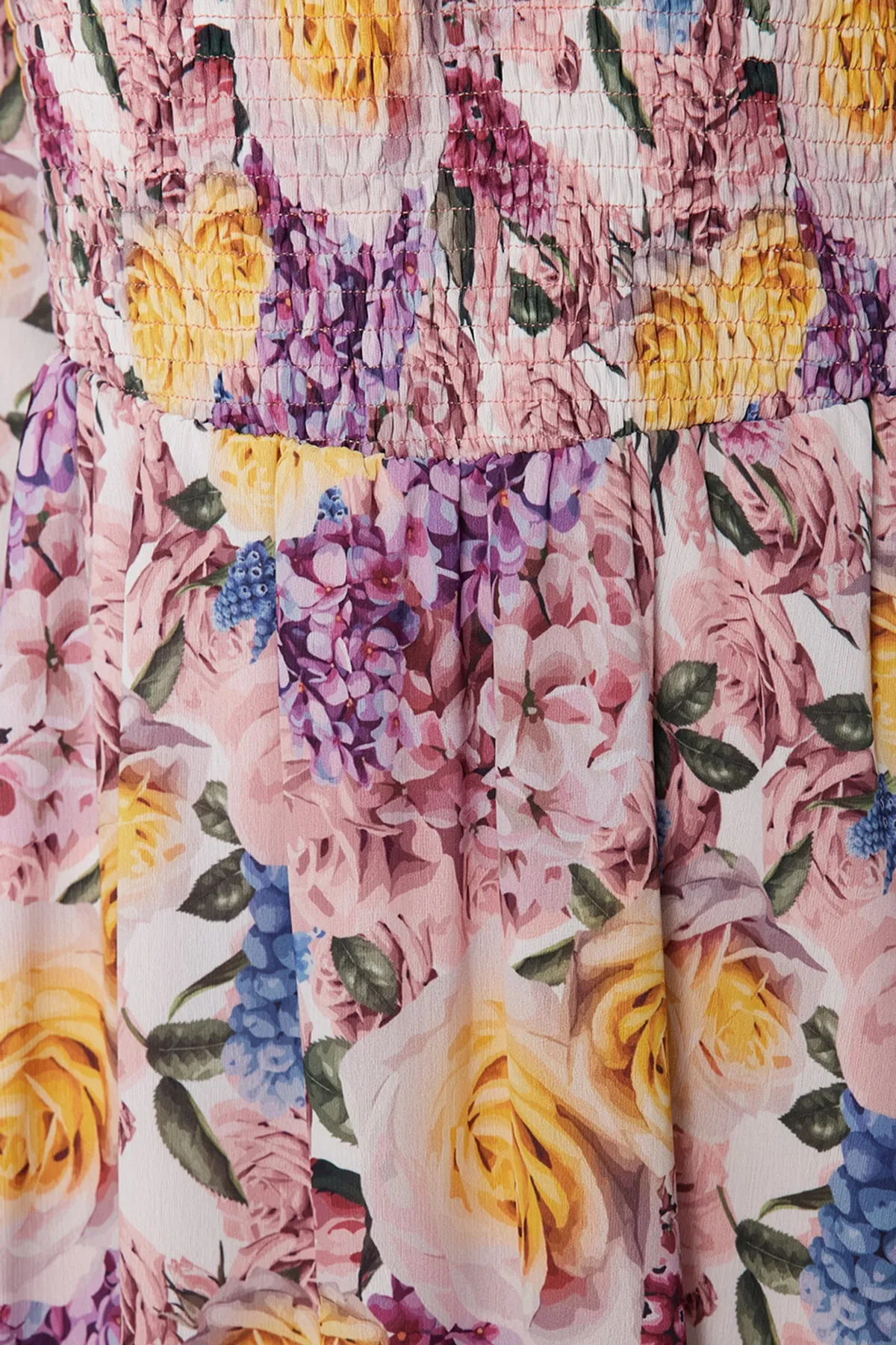 Trendyol Modest  Mehrfarbiges, gewebtes Kleid aus Chiffon mit Gipe und Rüschendetail, gefüttert mit TCTSS23EB00142