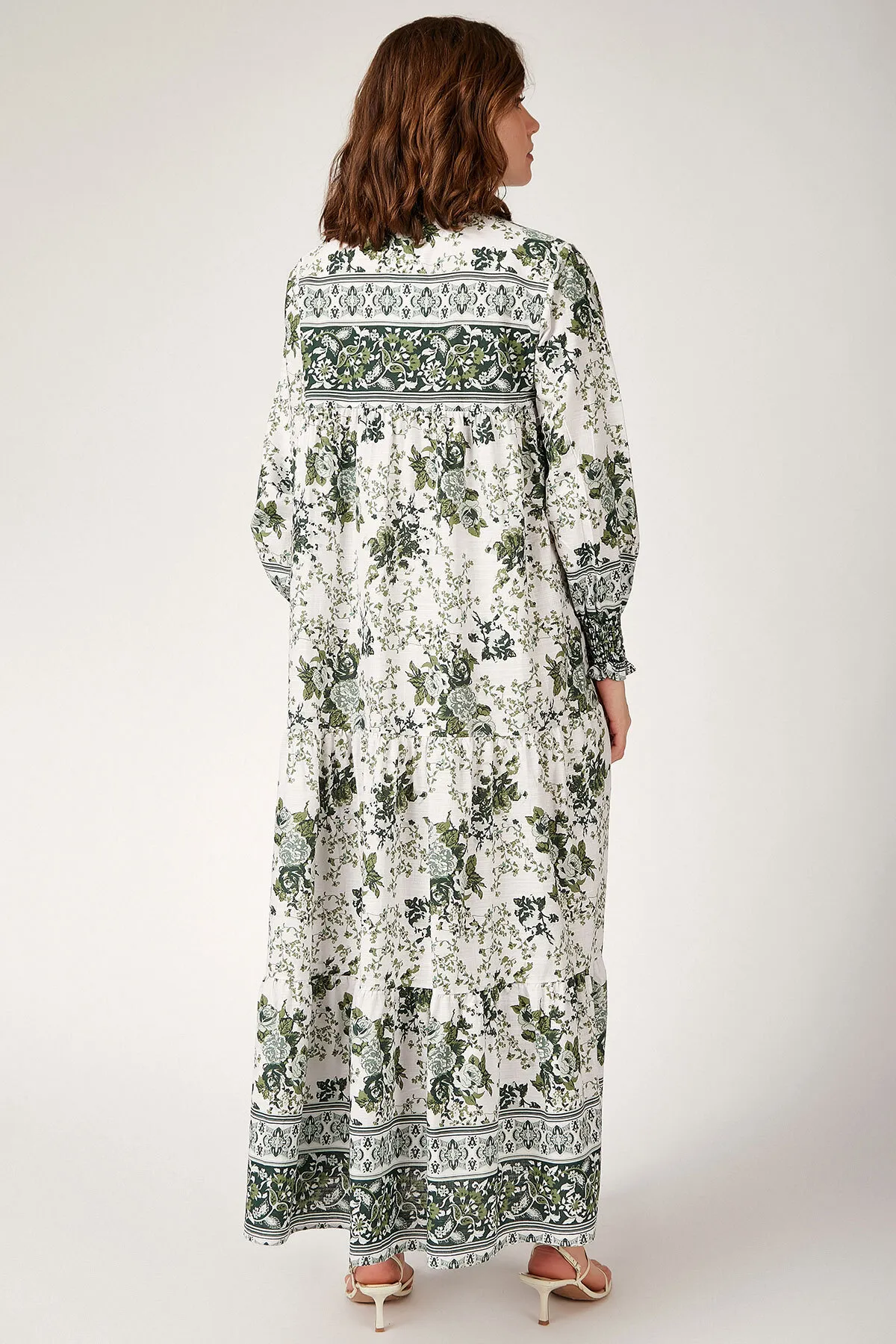 Bigdart  1947 Gemustertes langes Kleid – Khaki