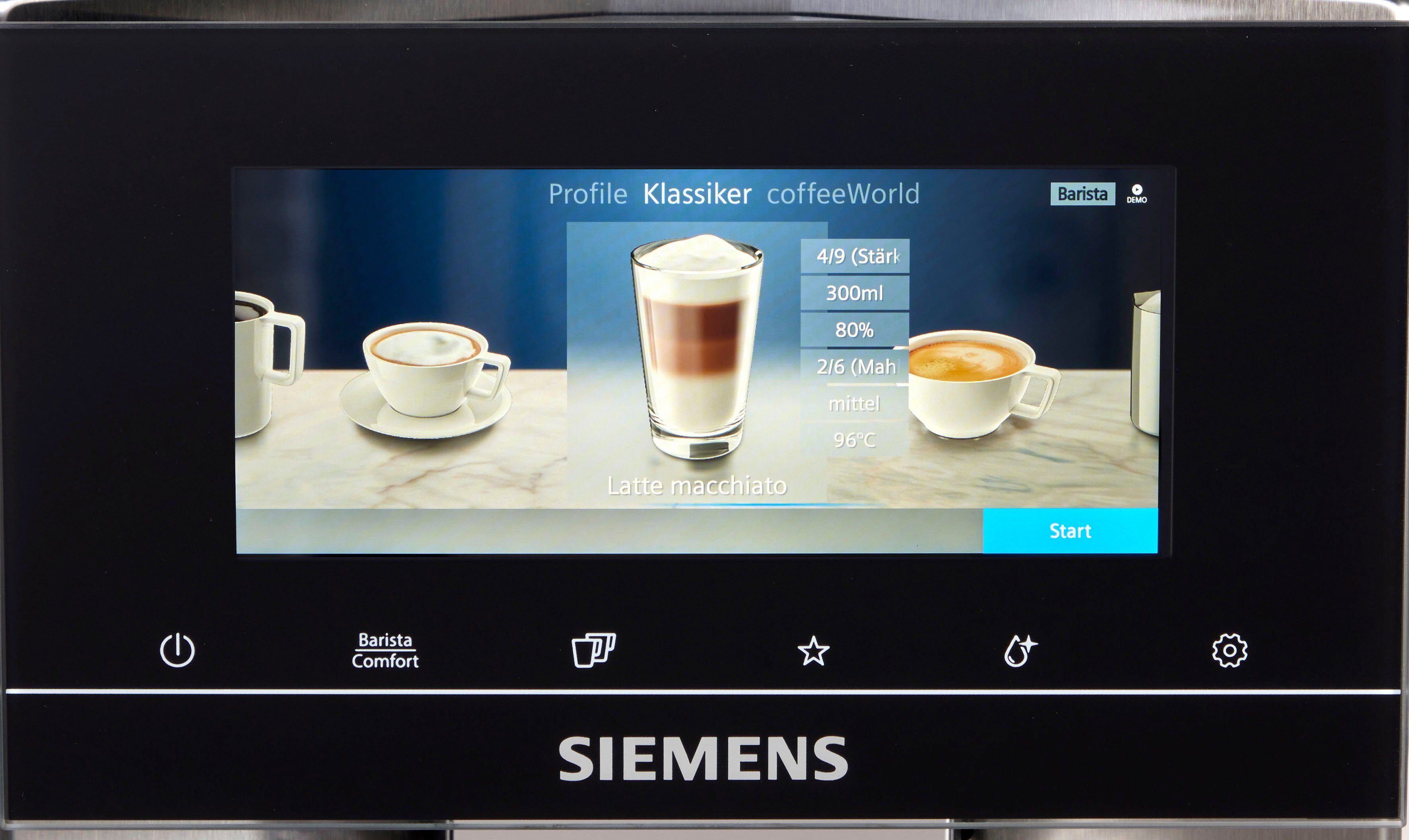 SIEMENS Kaffeevollautomat EQ900 TQ903D43, Home Connect App, baristaMode, superSilent, 6,8” Full-Touch-Display