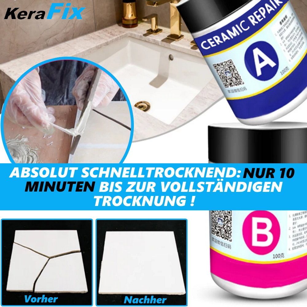 MAVURA Reparaturmasse KeraFix Keramikreparaturpaste Porzellan Reparaturmasse Keramik, (Fliesenreparatur Keramikpaste), Fliesenreparaturmittel Fliesen Reparatur Paste weiß