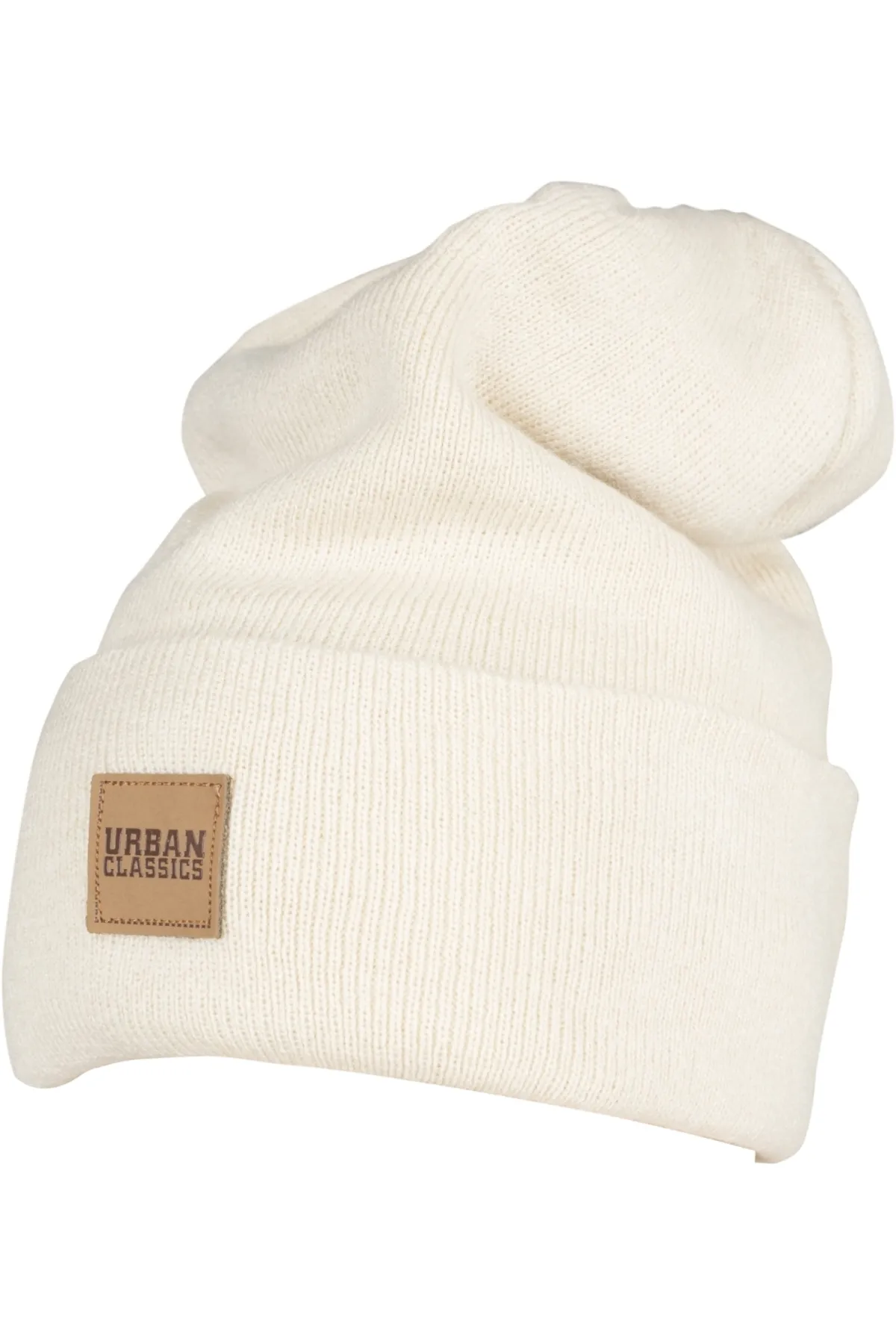 Urban Classics  Unisex Lange Beanie mit Kunstlederpatch