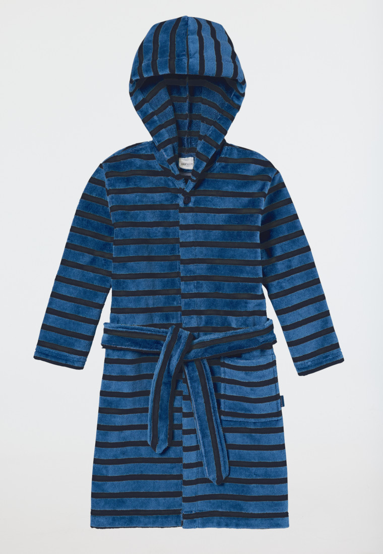 Bademantel Velours Streifen blau - Boys World