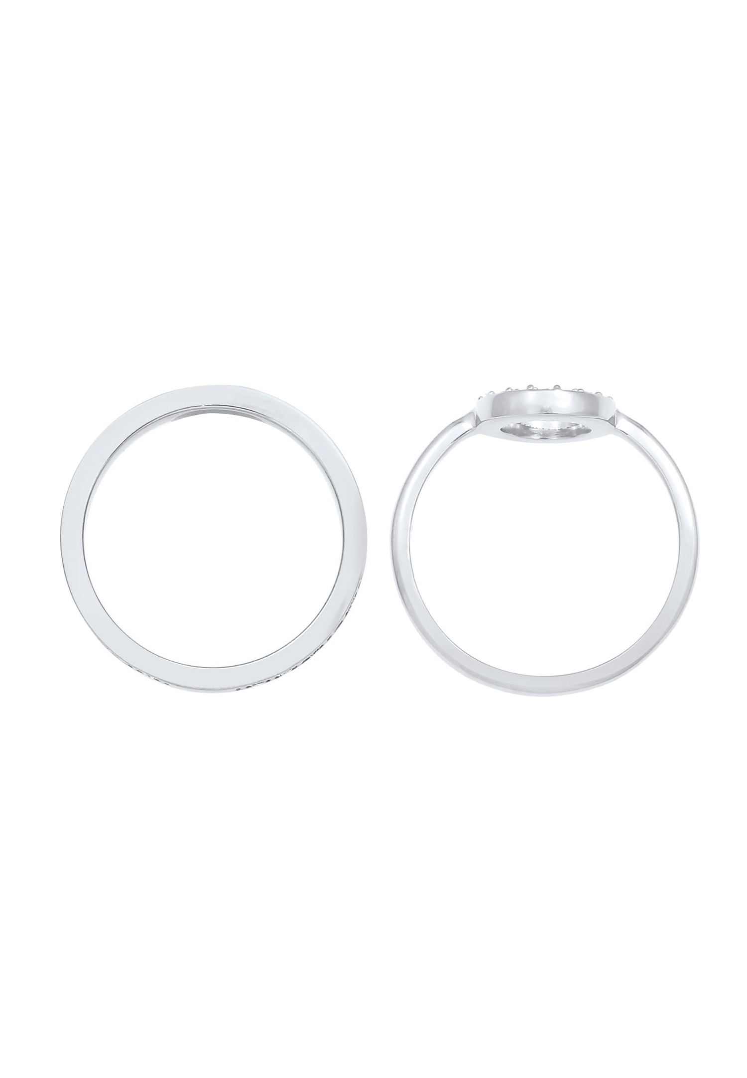 Anello Elli PREMIUM da donna, modello Timeless Geo Circle Memory Duo, in argento sterling 925 con cristalli.
