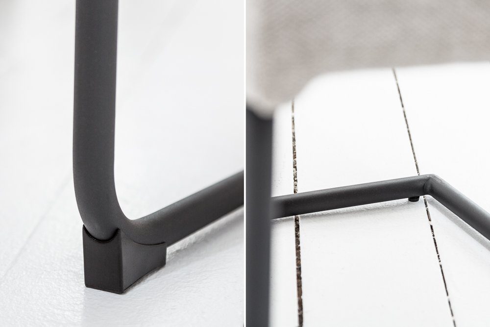 riess-ambiente Freischwinger COMFORT vintage hellgrau, Esszimmer · Webstoff · Metall · Industrial Design
