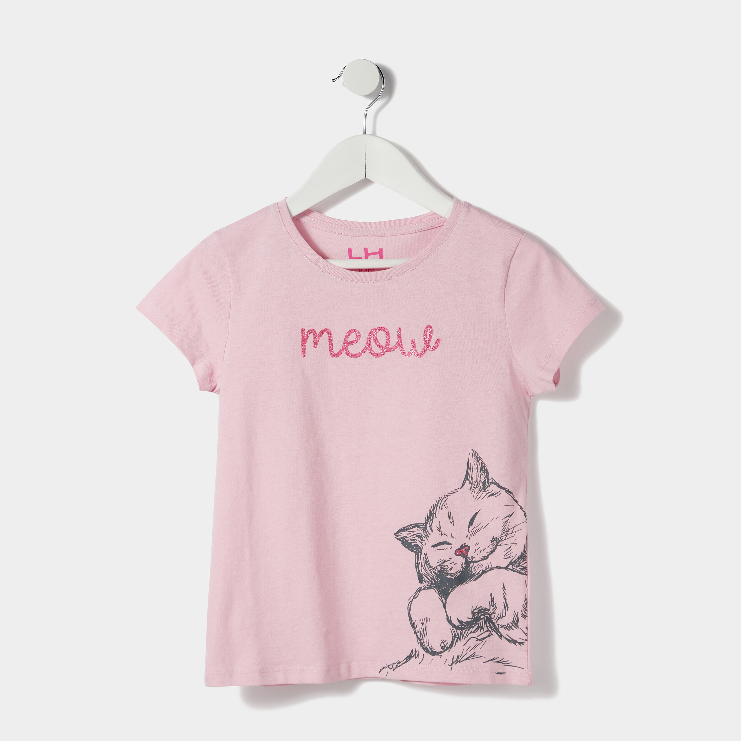 T-shirt manches courtes rose pastel fille | La Halle