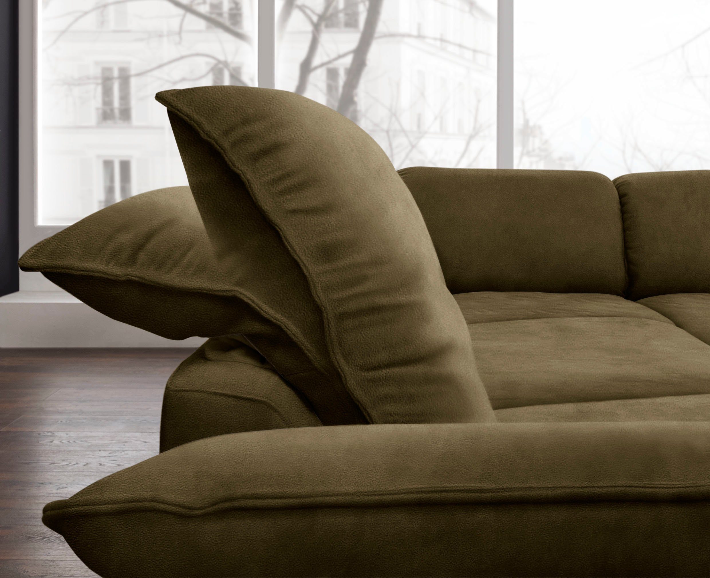 W.SCHILLIG Ecksofa sherry, mit Kopfstützenverstellung, Metallfüße, Chrom glänzend, Breite 302 cm