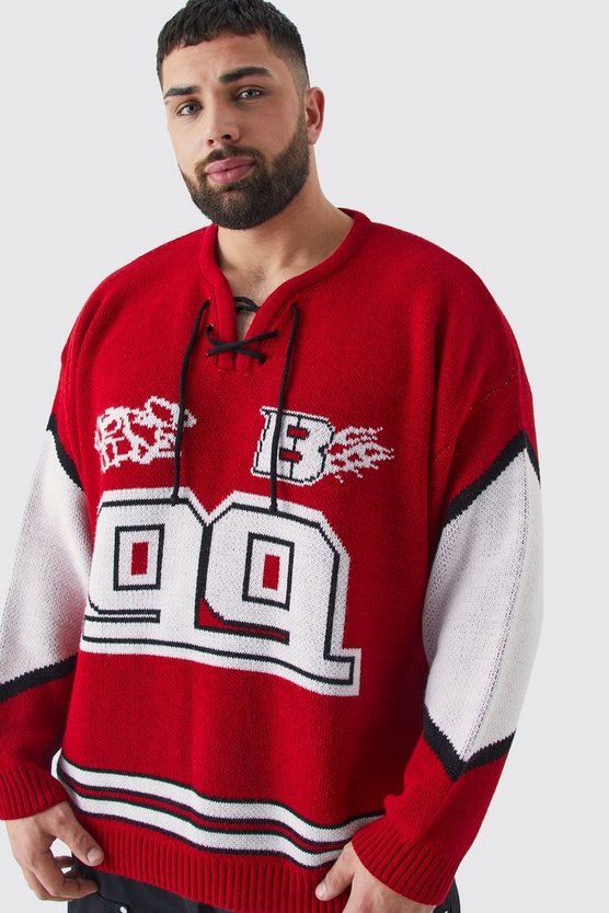 Plus Oversized Lace Up Hockey Jumper