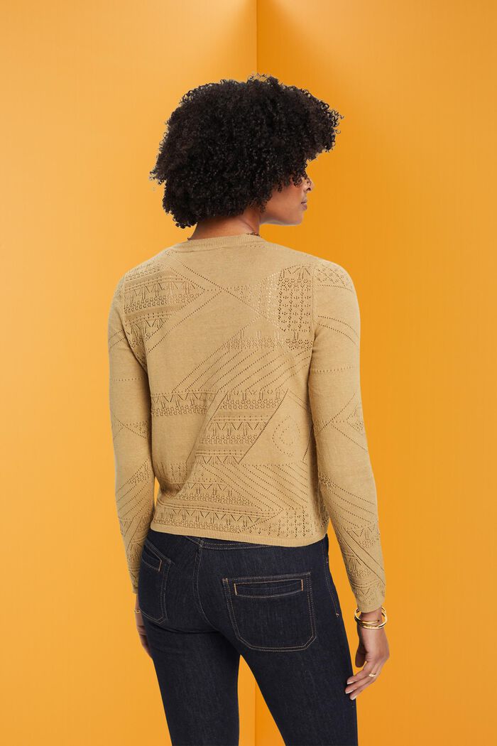 Cardigan aus Leinenmix im Pointelle-Design