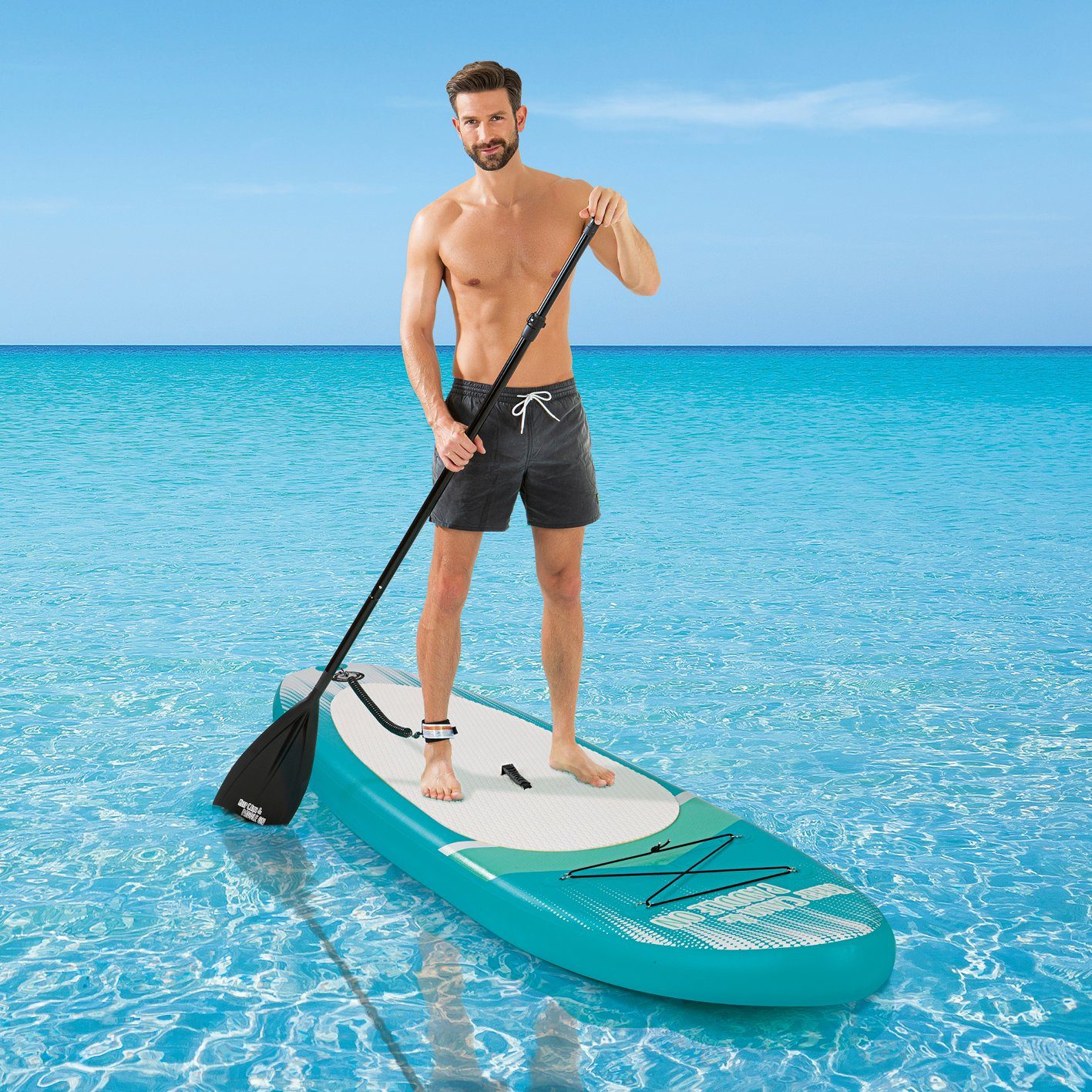 MAXXMEE Inflatable SUP-Board inkl. Zubehör, 300 cm, 110 kg, Stand-Up Paddle-Board SUP Board Stand up Paddel Paddling Komplett Set