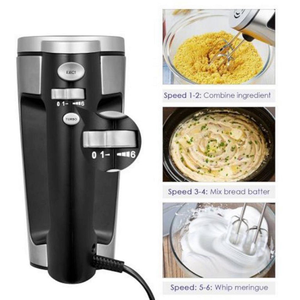 AICOK Handmixer HM833, 300,00 W, elektrisches Rührgerät mit 2 Rührbesen, 2 Knethaken
