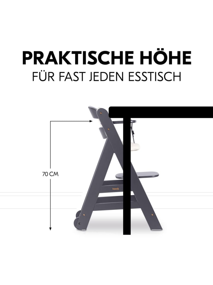 Hauck Hochstuhl Beta Plus inkl. Essbrett, Sitzkissen und in grau,beige günstig kaufen onesize