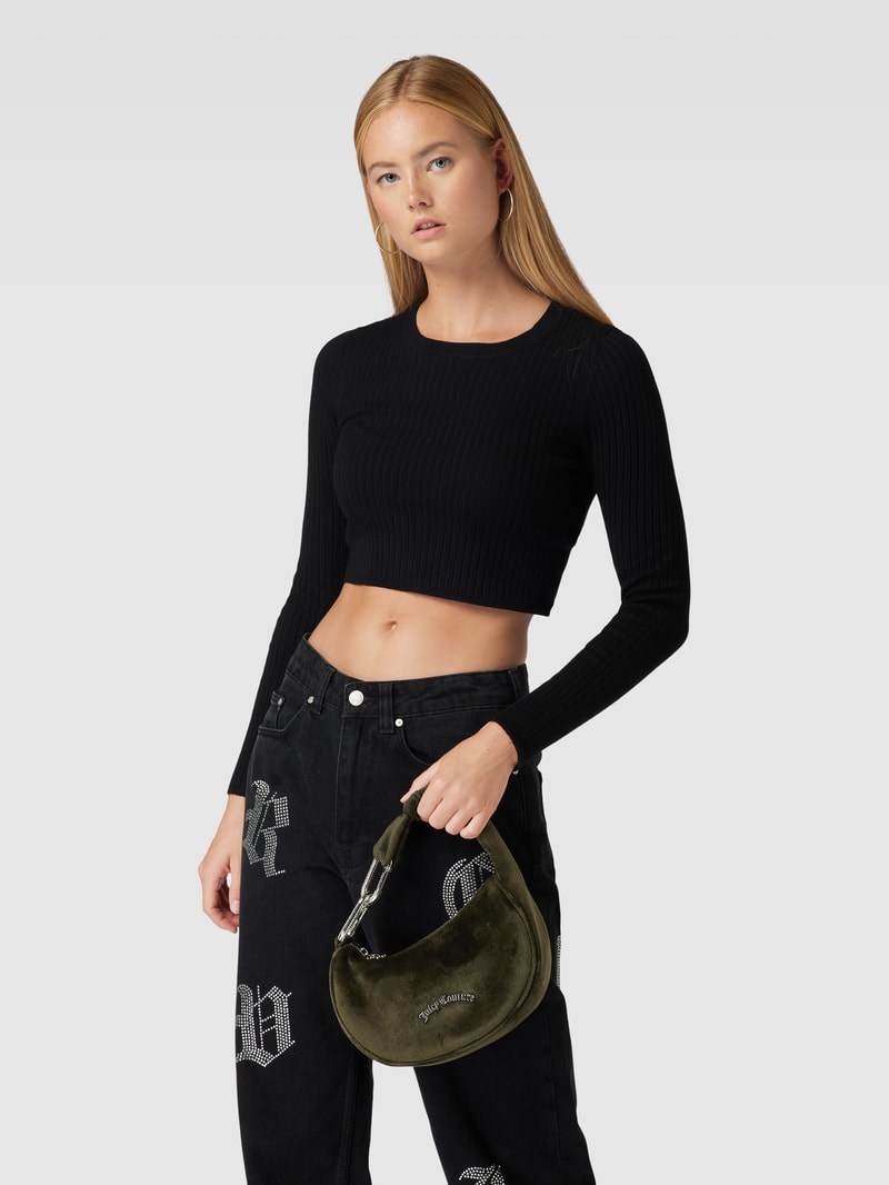 Handtasche mit Label-Applikation Modell 'BLOSSOM' in olivgrün