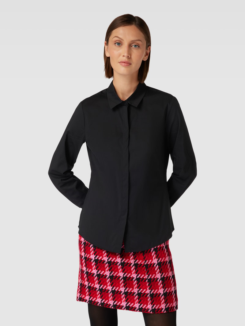 Hemdbluse mit verdeckter Knopfleiste in schwarz