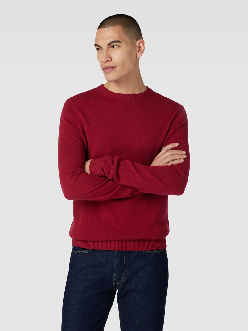 Strickpullover aus Kaschmir mit Rundhalsausschnitt in kirschrot