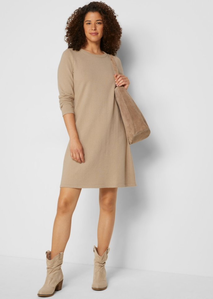 Basic Strickkleid mit recycelter Baumwolle