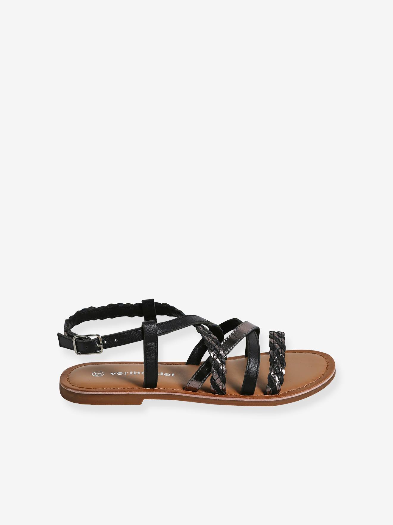 Vertbaudet Kinder Sandalen mit überkreuzten Riemchen - set schwarz