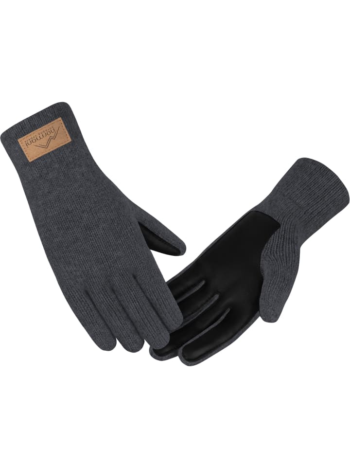 Normani Outdoor Sports Herren Merino Strick-Fingerhandschuhe mit Schafleder 