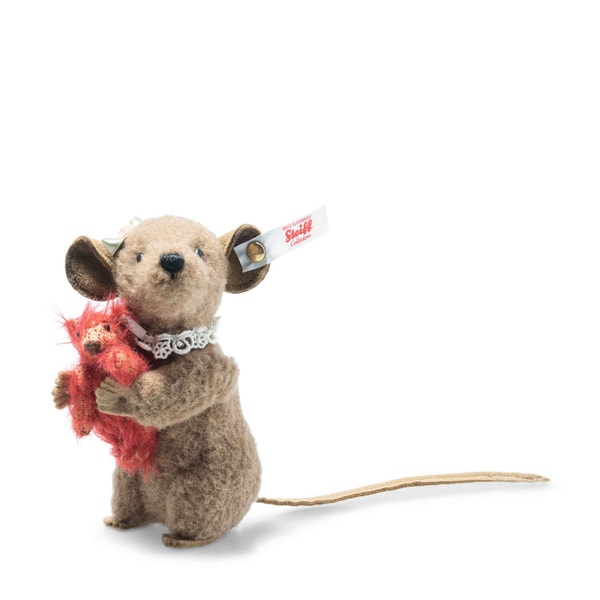 Xenia Maus mit Teddybär , 11 cm, hellbraun