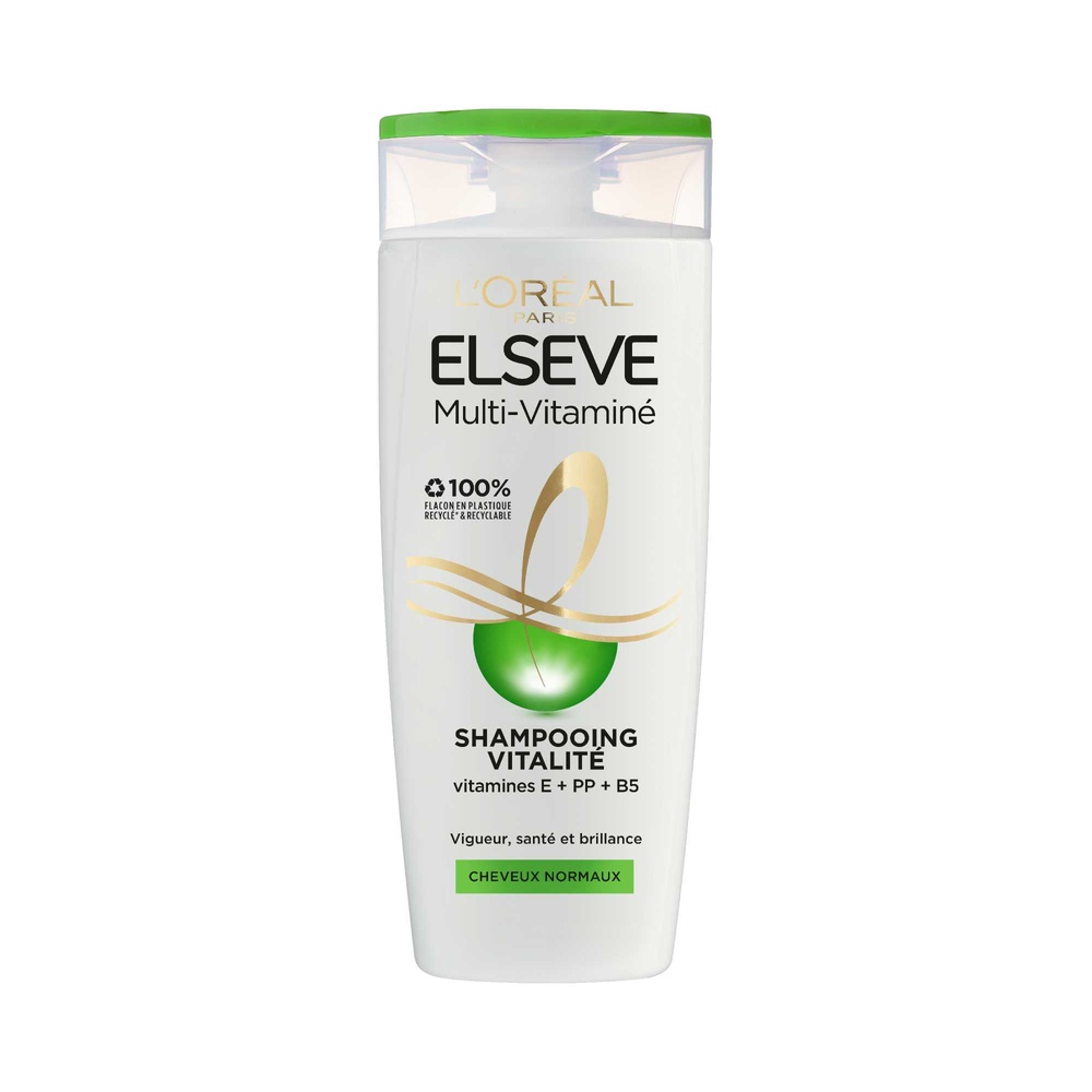 L'Oréal Paris Elseve Multi-Vitaminé Shampoing revitalisant cheveux normaux enrichi en vitamines e + pp + b5