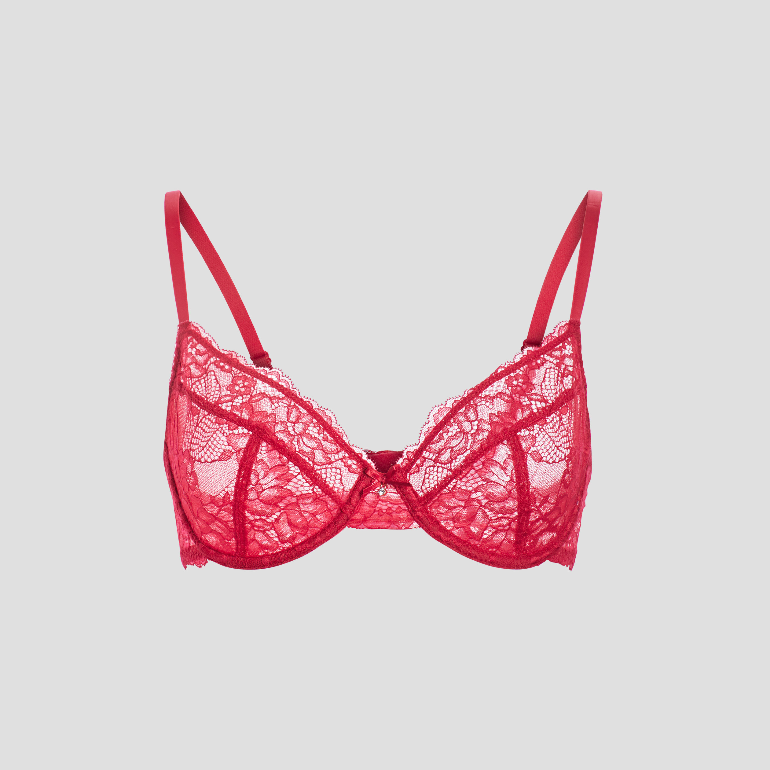 Soutien-gorge corbeille dentelle rouge femme | La Halle