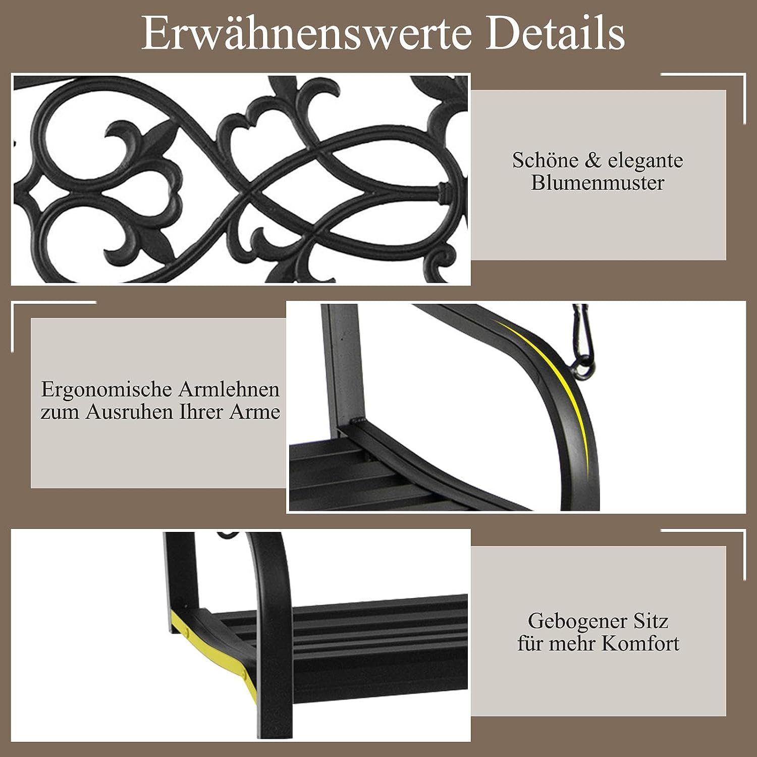 KOMFOTTEU Hollywoodschaukel Schaukelbank, bis 220 kg, 2-Personen