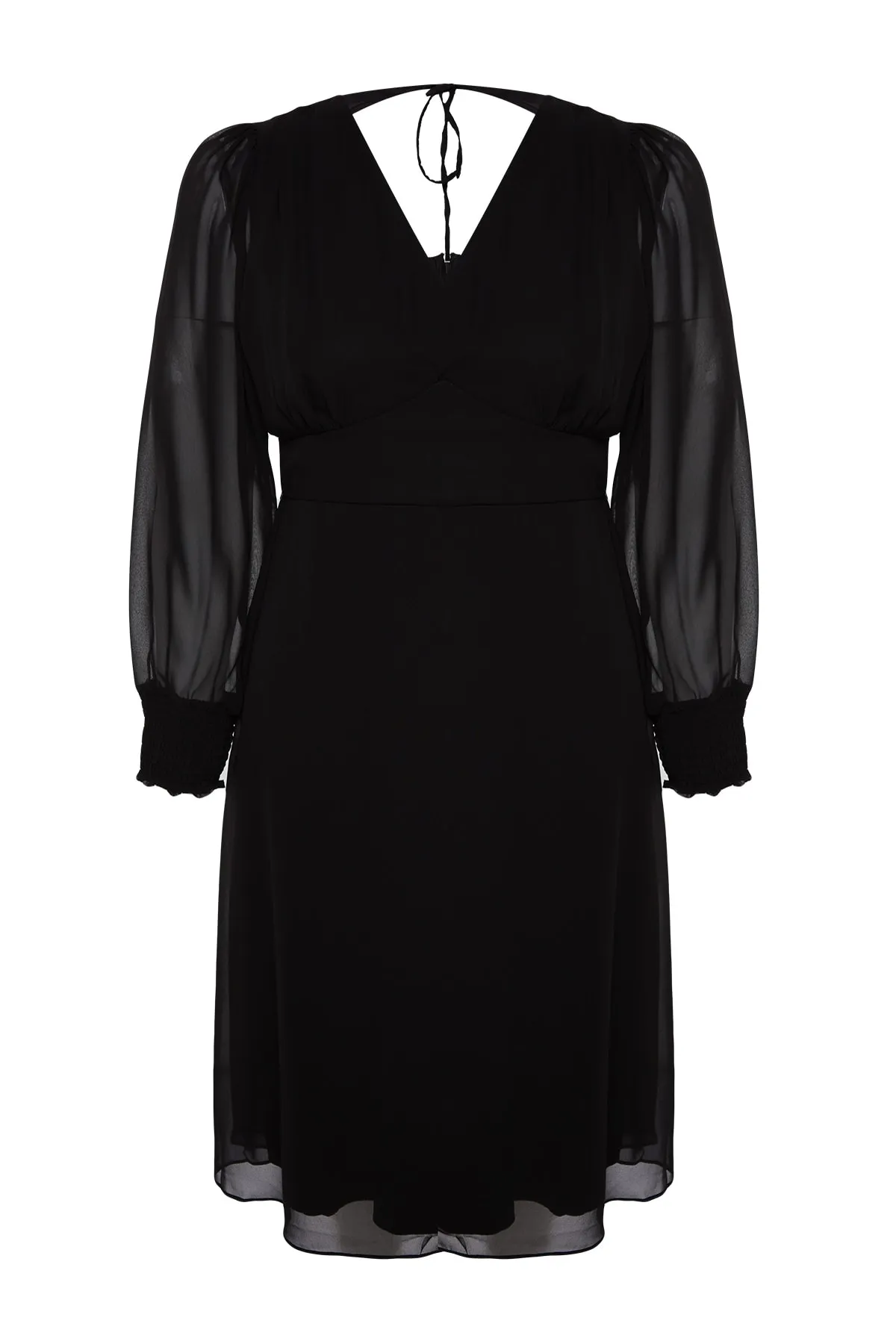 Trendyol Curve  Schwarzes gewebtes A-Linien-Kleid mit Schlitzdetail TBBAW24AH00040