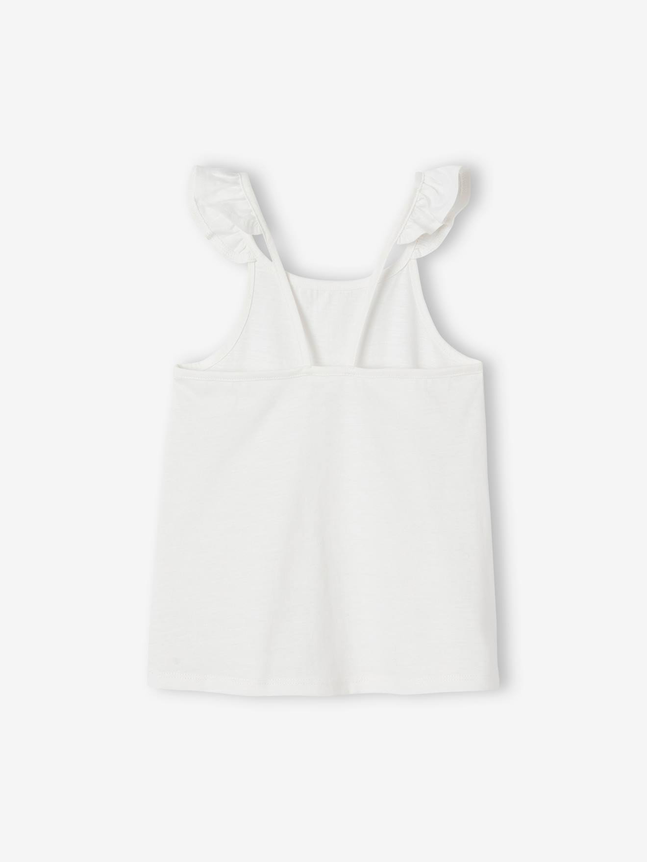 Vertbaudet Mädchen Top mit Volantträgern BASIC Oeko-Tex - wollweiß