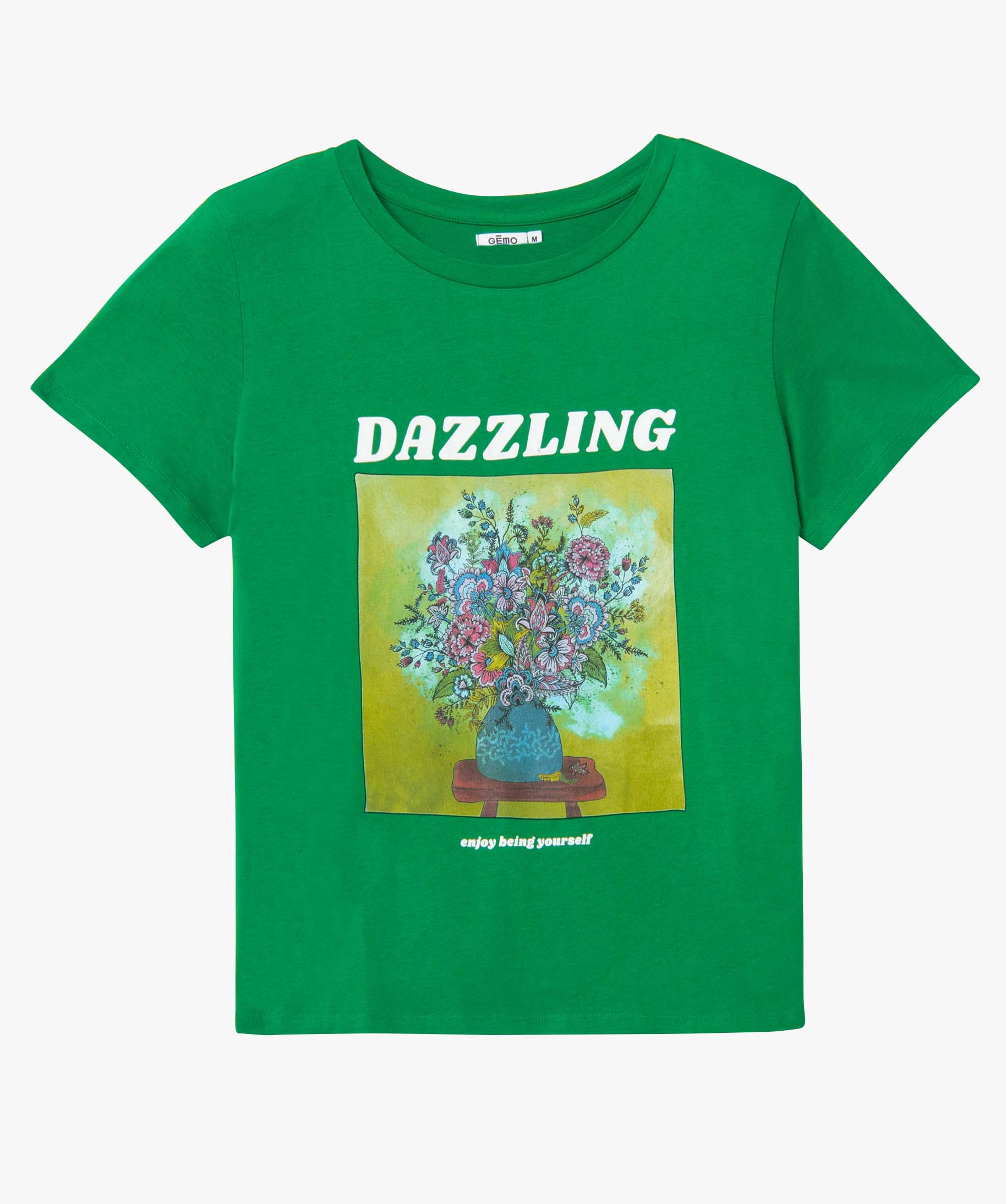 Tee-shirt femme à manches courtes avec motif XXL vert | GEMO