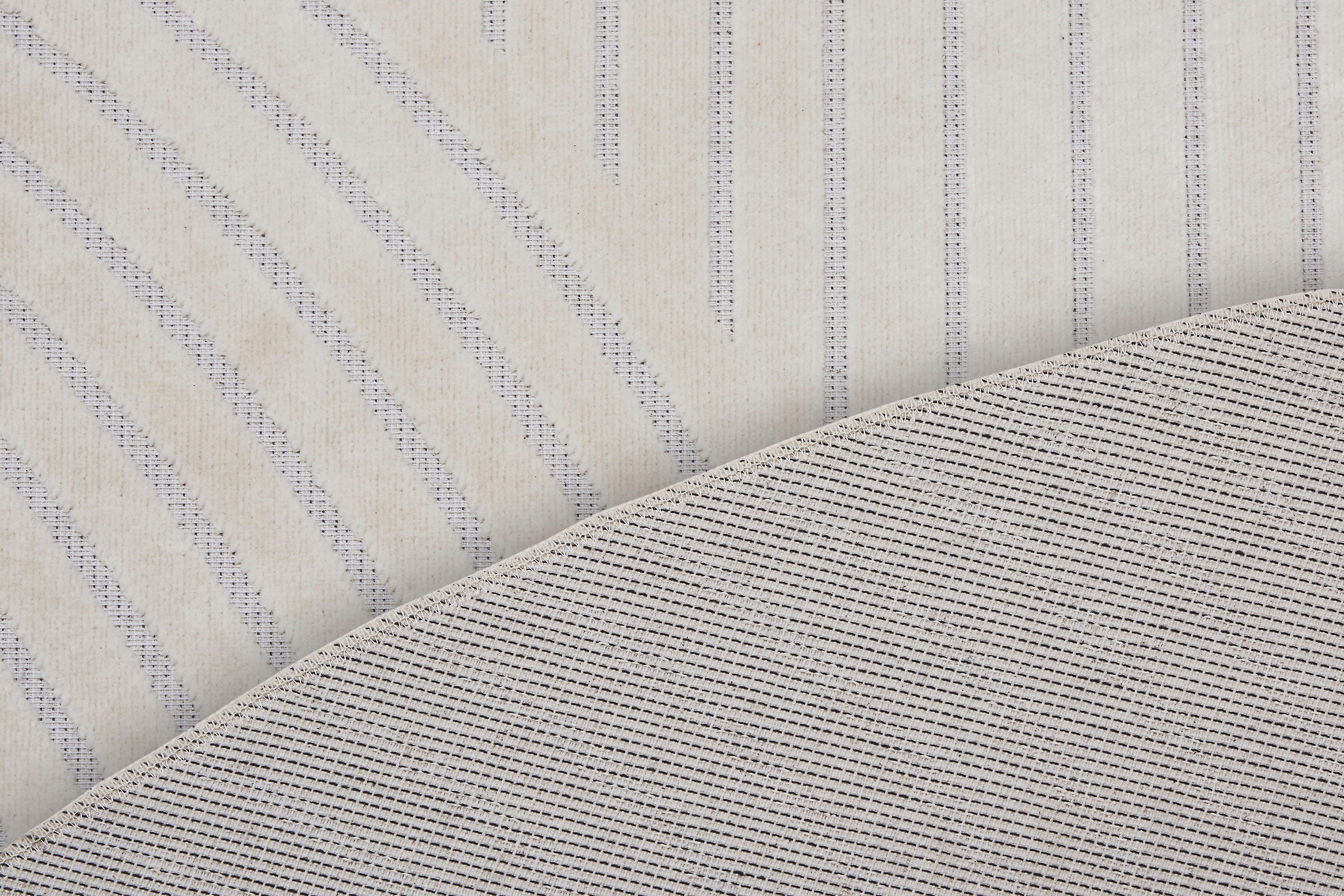Teppich Faron, HANSE Home, rund, Höhe: 3 mm, Kurzflor, Skandi, Boho, 3D Effekt, Wohnzimmer, Schlafzimmer, Flur