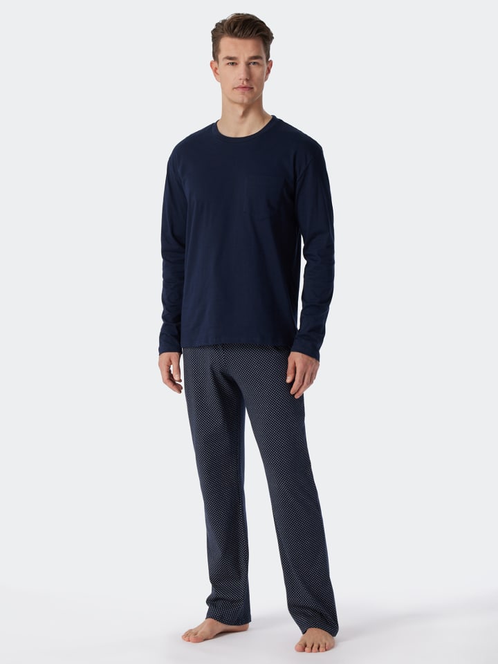 Schiesser Pyjama Ebony in Blau günstig kaufen