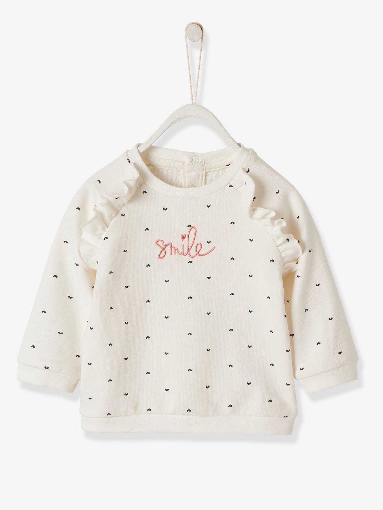 Sweat bébé fille volanté à message ivoire